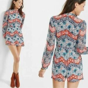 Express Chevron Print Skort Romper